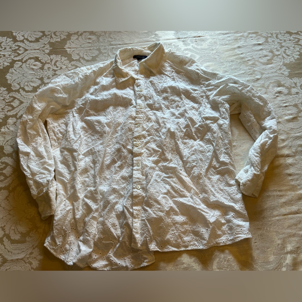 Lands End White Button Down Women’s Plus Eyelet